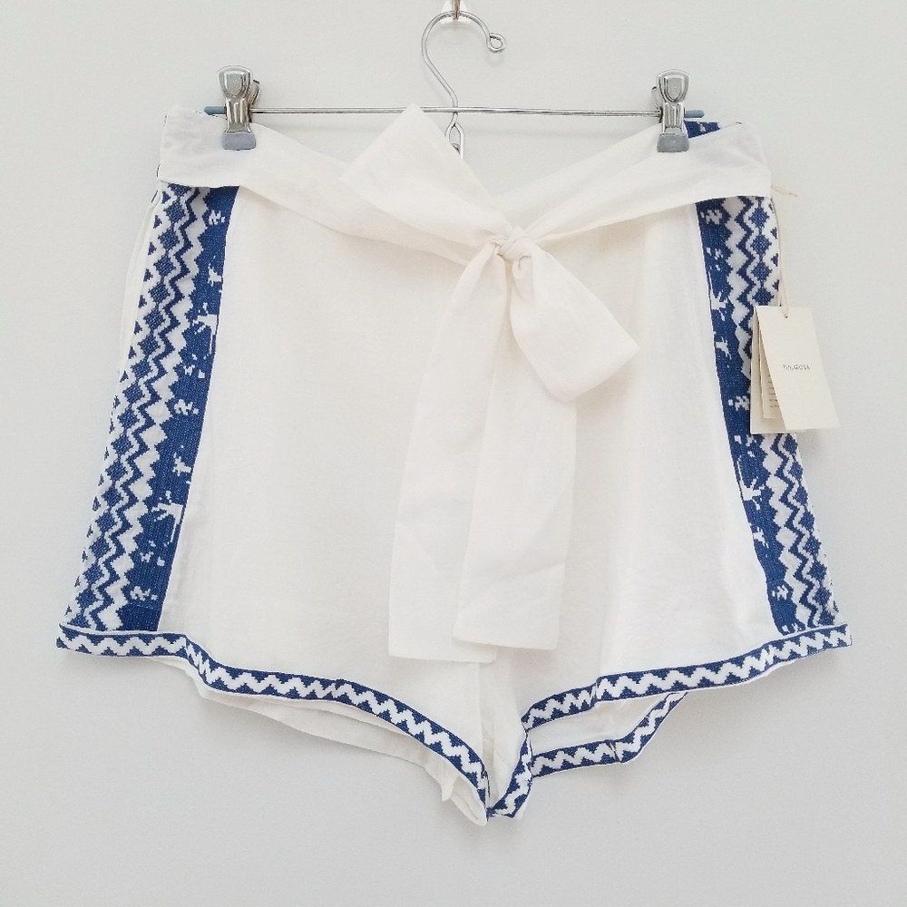 Tularosa claire short ivory blue embroidered
